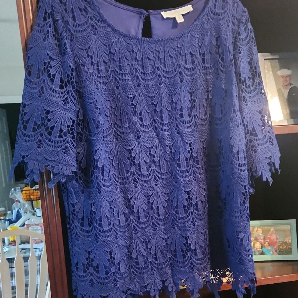 Elegant Blue Lace Blouse